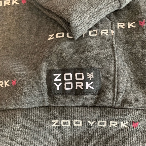 Zoo York, Grey Hoodie with Pink Chenille Appliqué Logo, size 16 girls - Picture 3 of 9